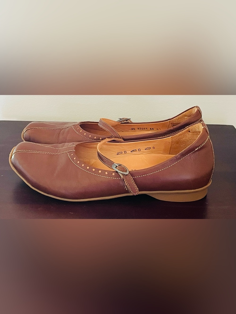 Think! Brown Leather Mary Jane Flats EU 44 US 13 Artisan Comfort Shoes- EUC - Picture 6 of 15